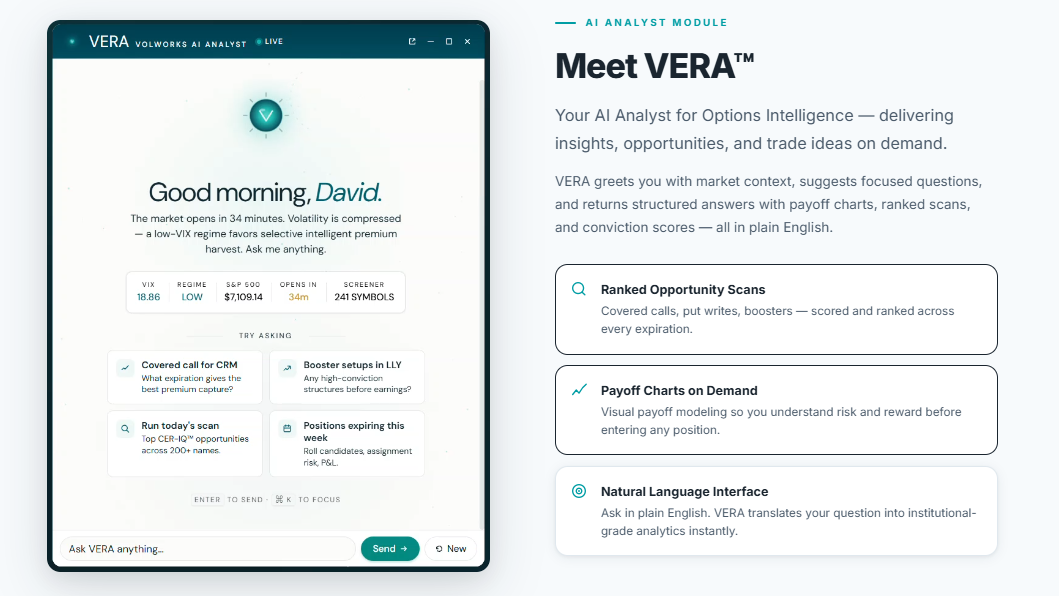 VERA™ — The AI Analyst Built for Active Options Management