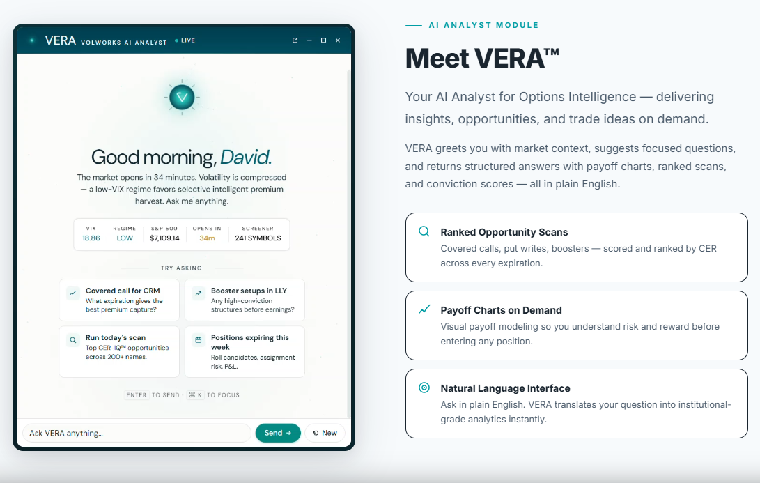 VERA™ delivering intelligent options analysis